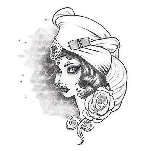 Black And White Gipsy Girl's Side Profile