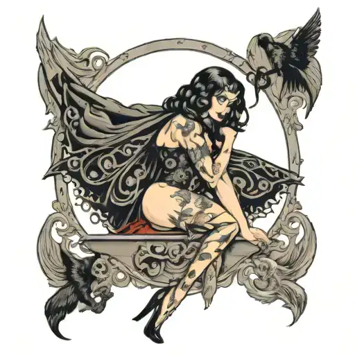 Gothic Horror Pinup Girl Full Body