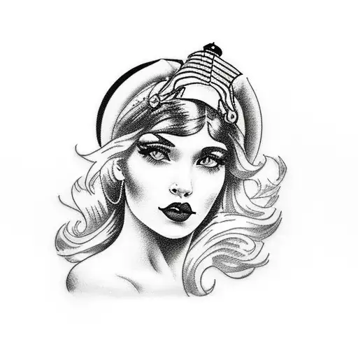 Gipsy Girl's Side Profile Black And White