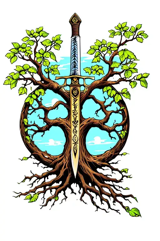 Tree Of Life With Sword No Background