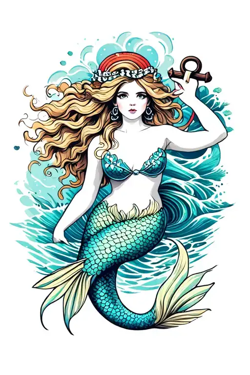 Mermaid Anchor Sea Wave