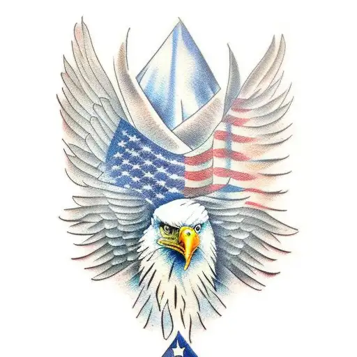 Patriotic Bald Eagle Water Color