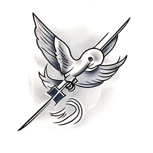 Cross With A Dove And A Sword