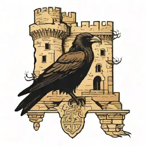 Raven Sitting On A Castle