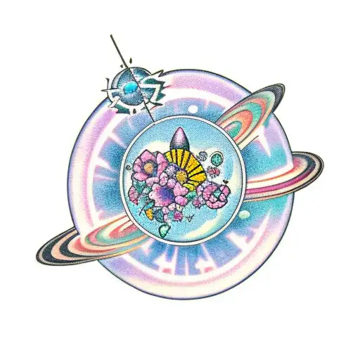 Planet With Crystal And Flower