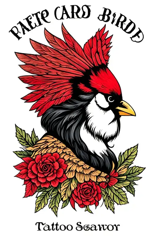 Bearded Woman Cardinal Headress American Traditional