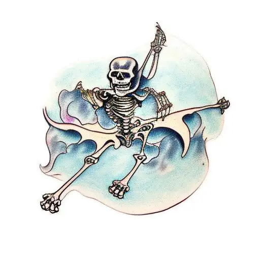 Medieval Tattoo With Skeleton Arm