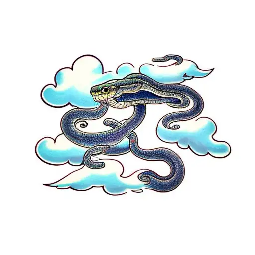 A Snake Flying In The Clouds