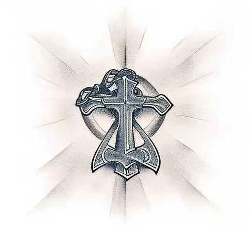 Christian Cross With Heart Shadow