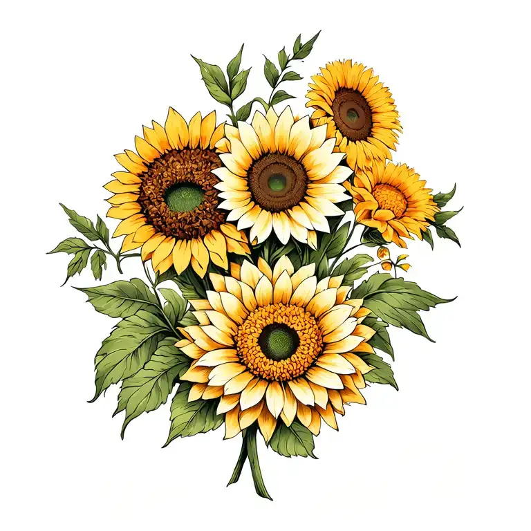 Sunflowers And Chrysanthemum Flower And Marigold Flowers
