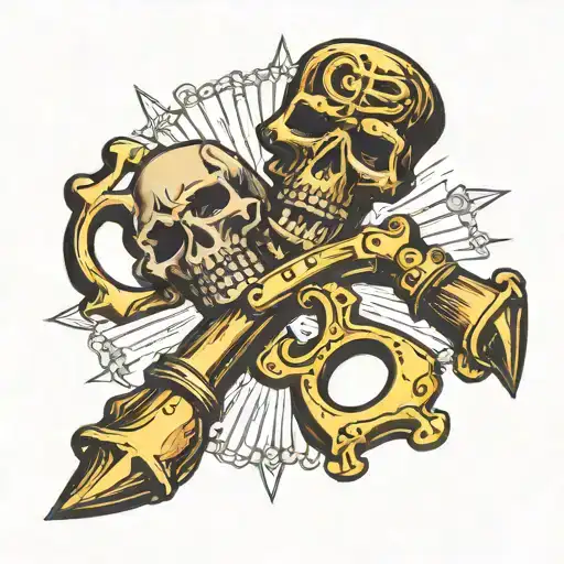 Crossed Cannos With Brass Knuckles N The Background