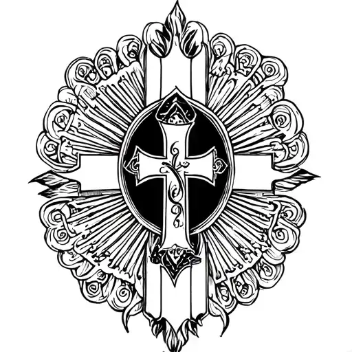 Black Filled In Cross With Biblical References