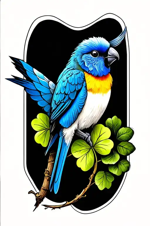 Blue Lovebird Black Rose Shamrock Intertwined