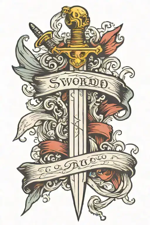 Sword On A Stone With Banner Wrapped