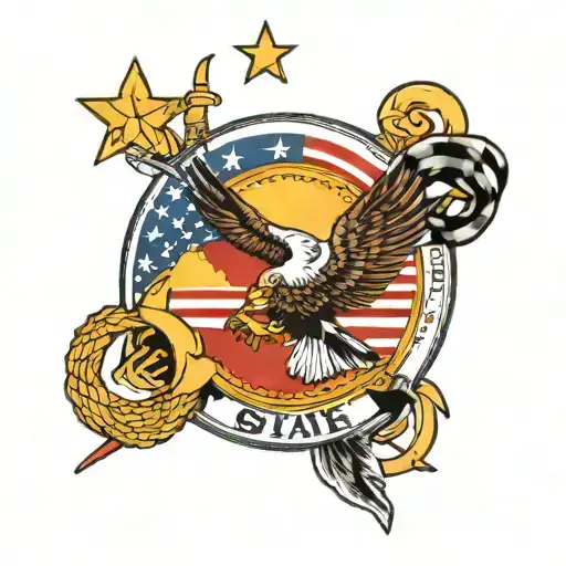 Combines Elements From The New Mexico State Flag And The United States Marine Corps Emblem