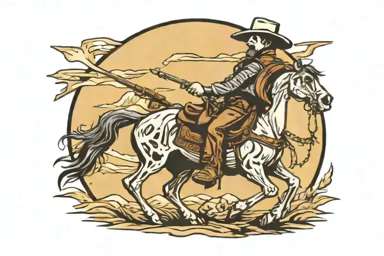 Western Skeleton Cowboy Shot By Arrows Landscape