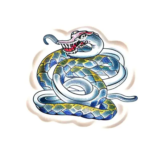 Snake Intertwined With Japanese Kanji Characters