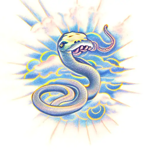 Snake In Clouds Chasing Sun