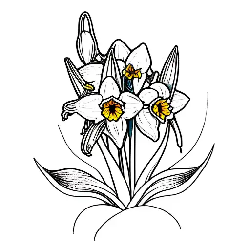 One Daffodil And One Lily Of The Valley Flower