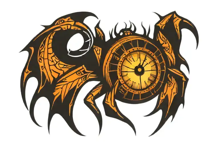 Tribal Spider Clock Eye