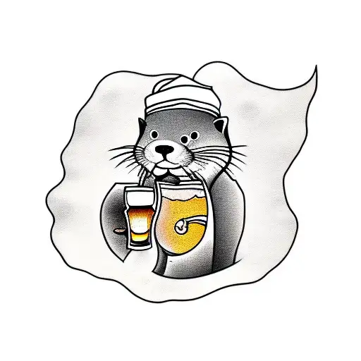 Otter Is Drinking Beer On A Camping Site