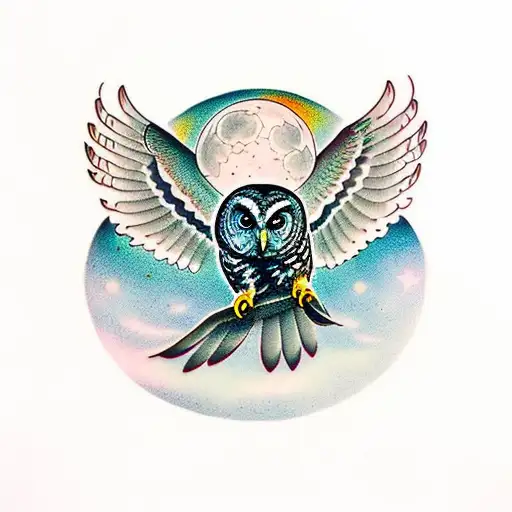 Barred Owl With Eagle Moon And Raven Shadow