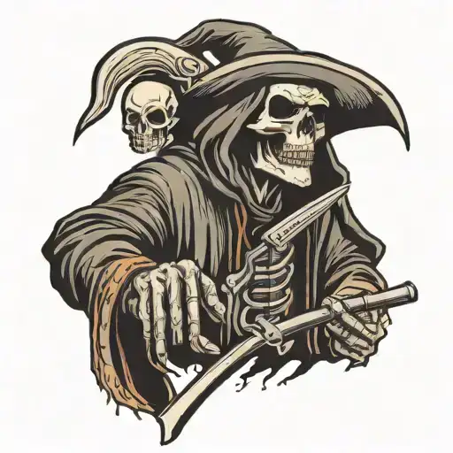 Grim Reaper Holding Revolver