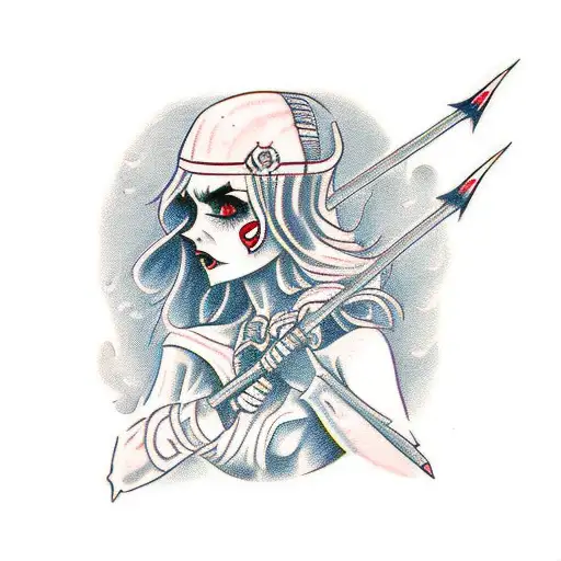 Demon Girl With Blood And Devil's Spear