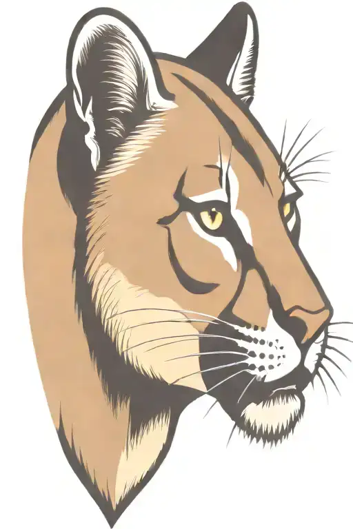 Angry Mountain Lion Head With A Football