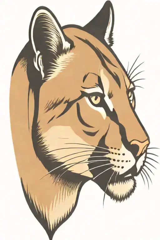 Angry Mountain Lion Head With A Football