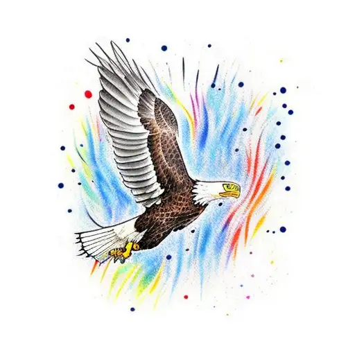 Bald Eagle Water Color With Us Flag