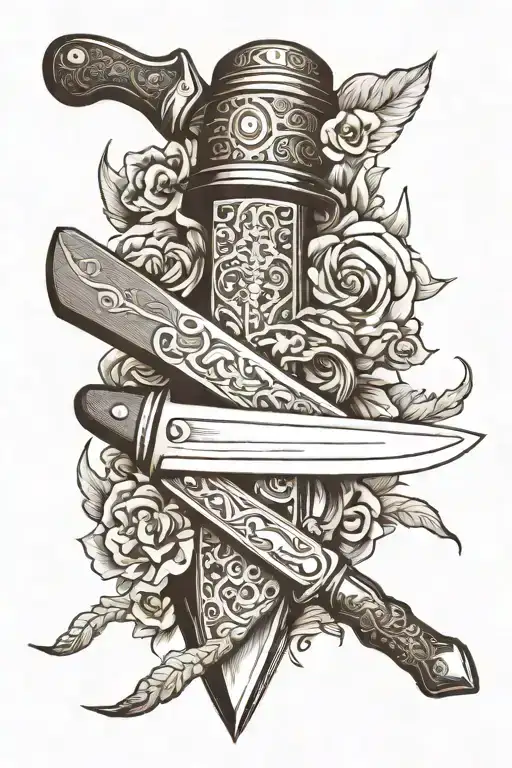 An Old Knife Cutting Through A File In Half In Black And White