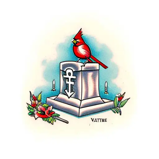 Grave With A Cardinal On It
