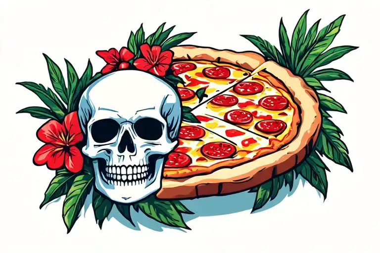 Hawaii Pizza With Skull