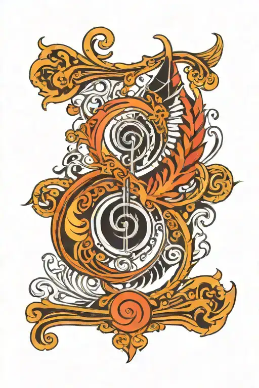 Bass Clef Intertwined With Electric Fire Wing