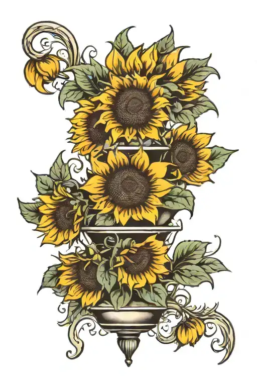 Sunflower In A Fountain