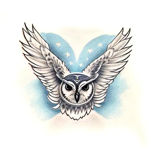 Tattoo Of An Owl Wearing Suspenders