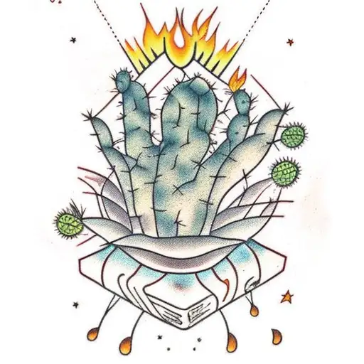 Cactus With Fire On The Top