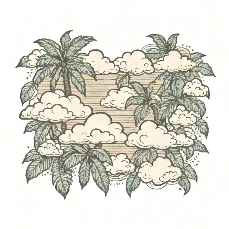 Clouds And Palm Leaves