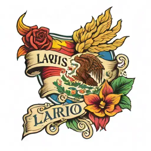 Last Name Larios Mexican Flag Incorporated Within