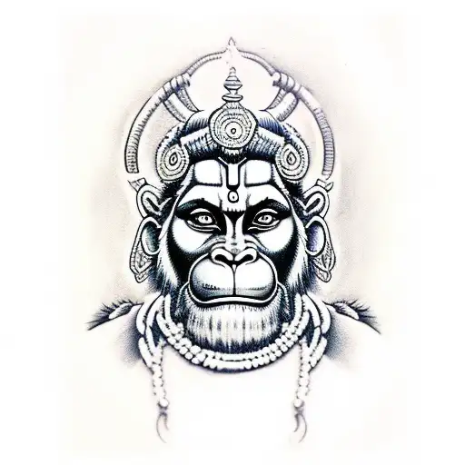Hanuman In A Realistic Portrait Style With Intricate Details
