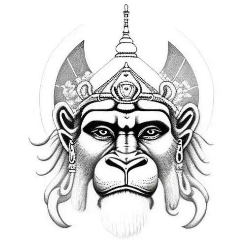 Hanuman In A Realistic Portrait Style With Intricate Details