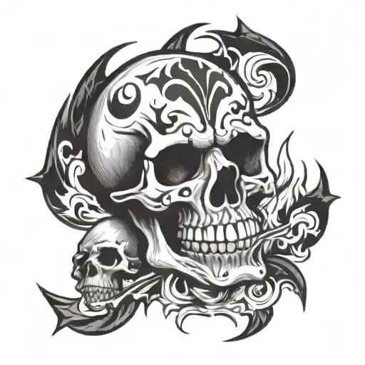 Skull Bats Cross Flames Ozzy