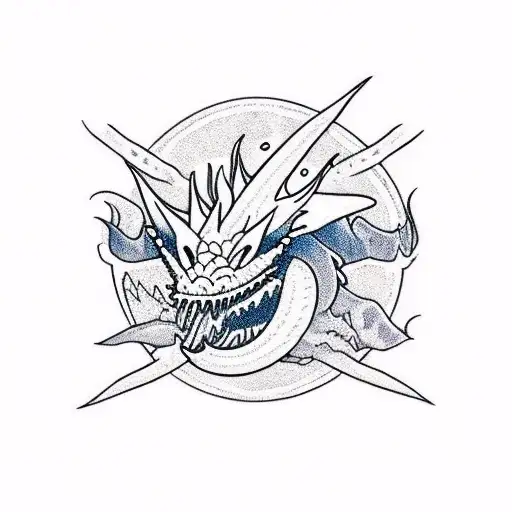 Ouroboros Dragon Eatting Its Own Tail With The Scales In The Shape Of A Mountain Range