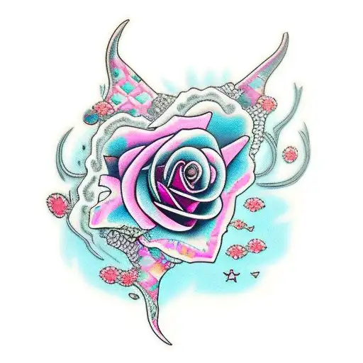 Rose Hearts Flowers Turquoise Pink Title Fish Sea Stars