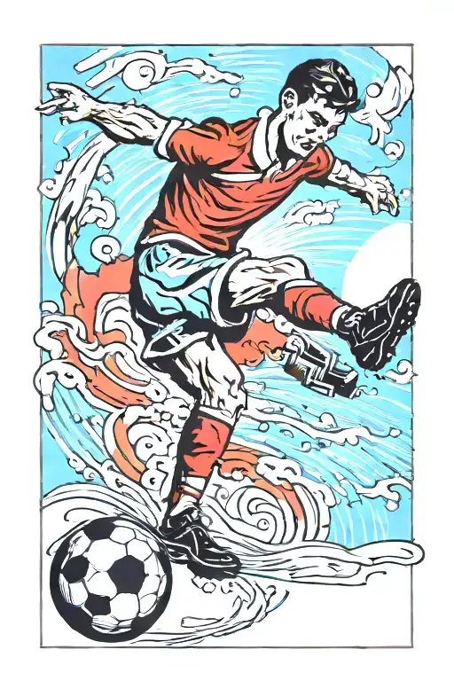 Soccer Player Kicking A Ball