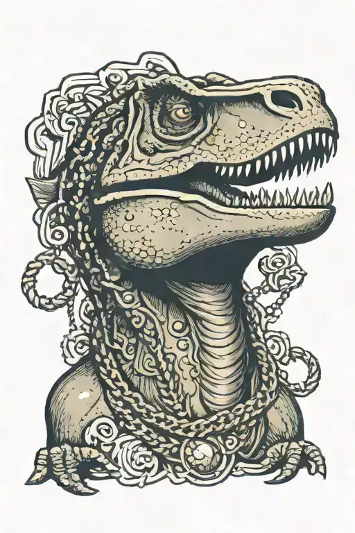 T Rex Wearing A Gold Necklace
