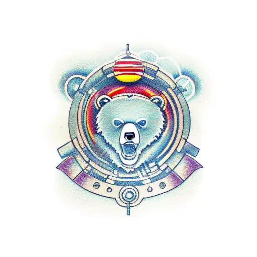 Mechanical Bear Streampunk Seamless Pattern