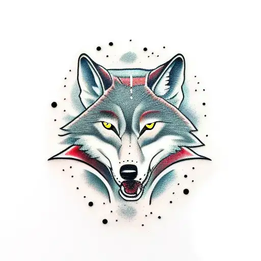 Angry Injured Wolf With Blood