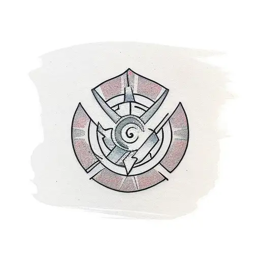 A Minimalist Tattoo Design Of An Electrician Symbol With A Samurai Twist